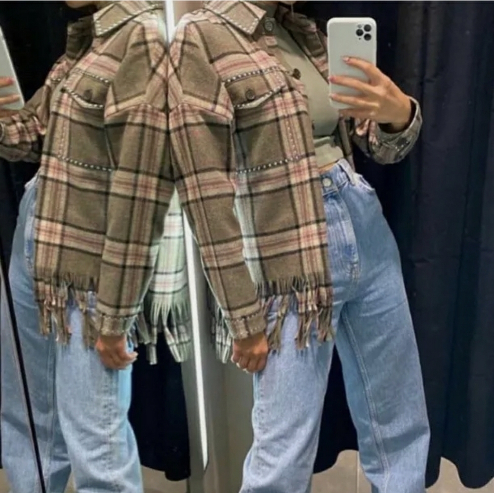 Zara wool blend check overshirt - Picture 4 of 8